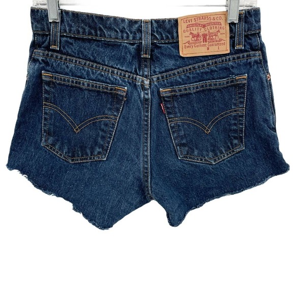 LEVI'S Vintage 1999 Denim Shorts SZ 7 Juniors / 27 High Waist Frayed Jean Shorts - Picture 4 of 8